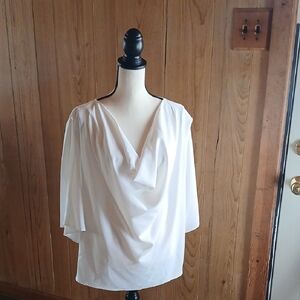 Chic White Drape Blouse